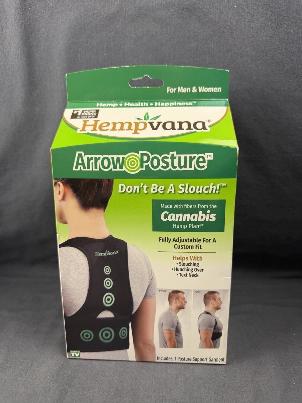 Hempvana Arrow Posture-Fully Adjustable Posture Support Adult (S/M) Open box